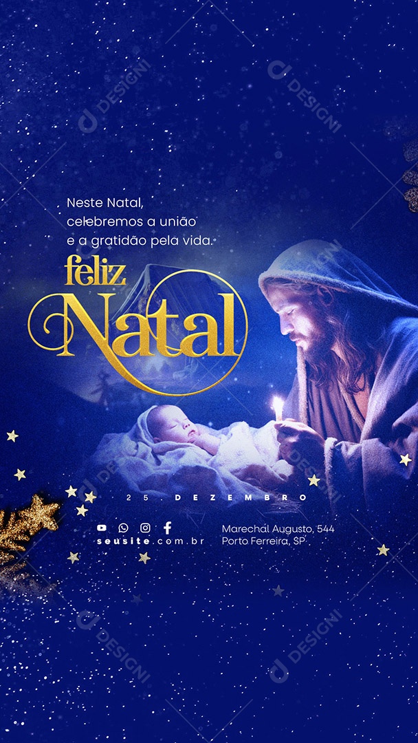 Story Social Media Feliz Natal 25 de Dezembro PSD Editável