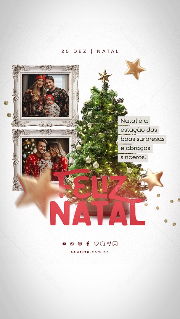 Story Feliz Natal 25 de Dezembro Social Media PSD Editável