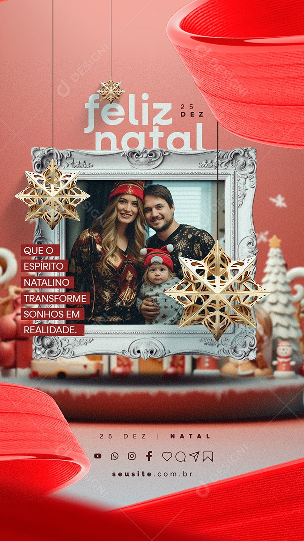 Story Feliz Natal Que o Espírito Natalino Transforme Sonhos em Realidade Social Media PSD Editável