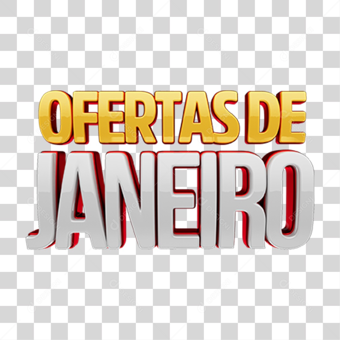 Texto 3D Ofertas de Janeiro PNG Transparente