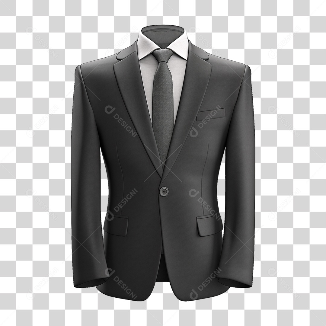 Terno Preto Paletó PNG Transparente