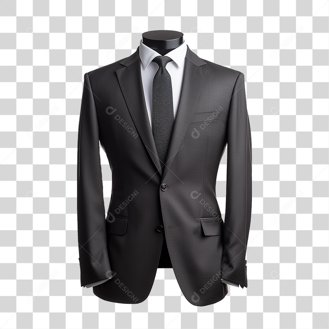 Terno Preto Paletó PNG Transparente
