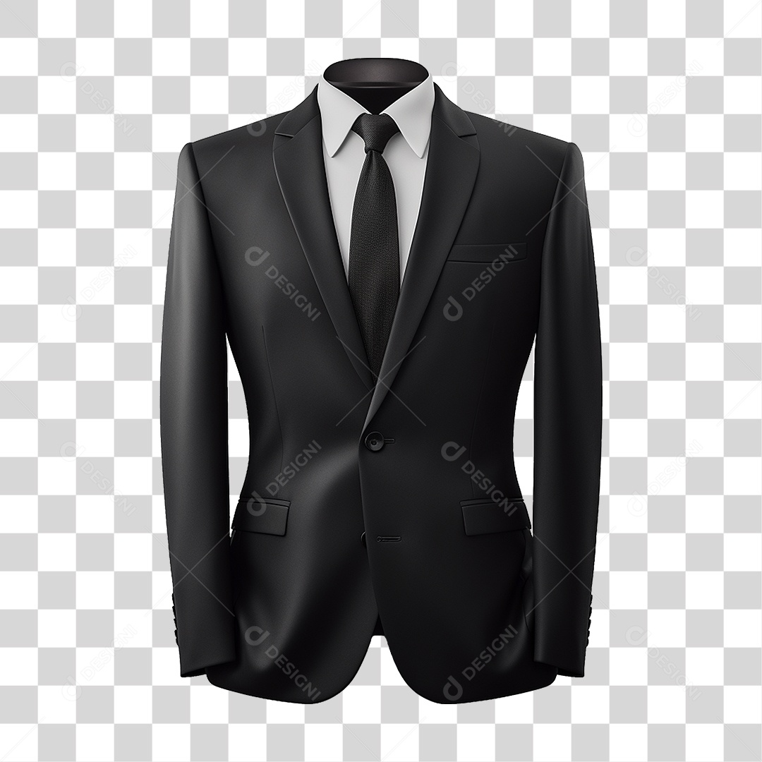 Terno Preto Paletó PNG Transparente
