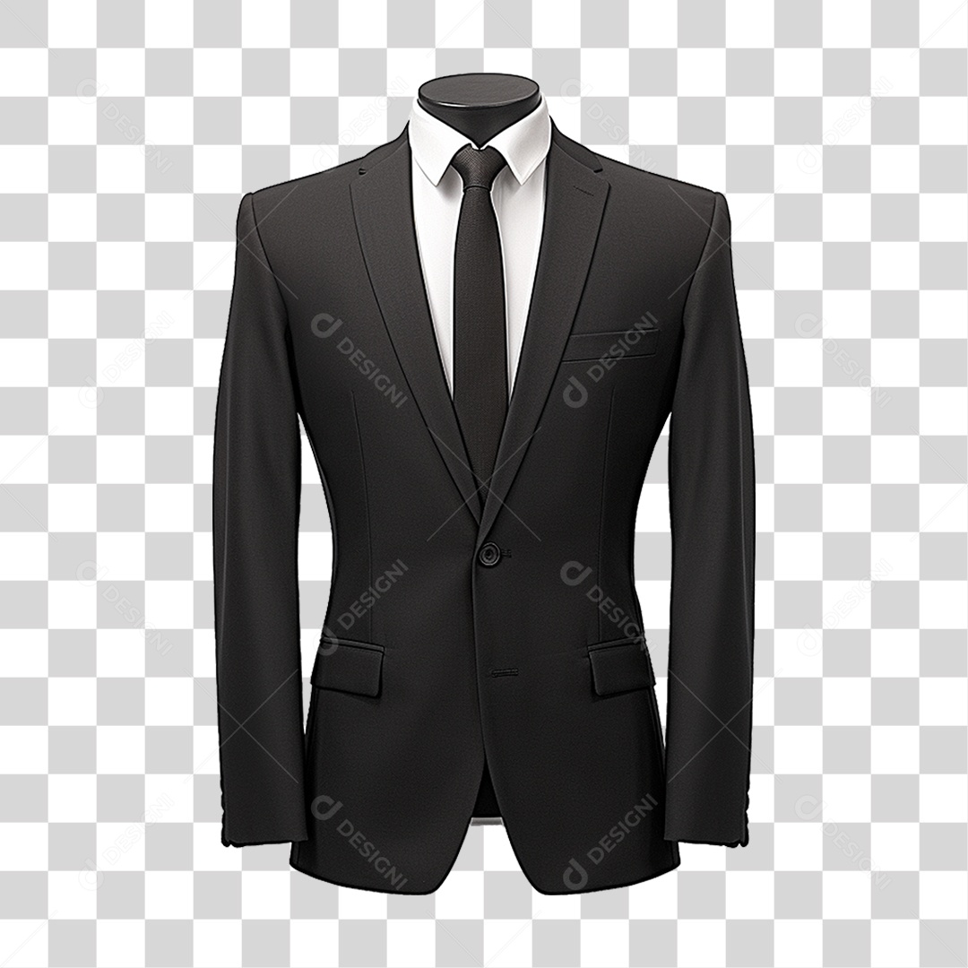 Terno Preto Paletó PNG Transparente