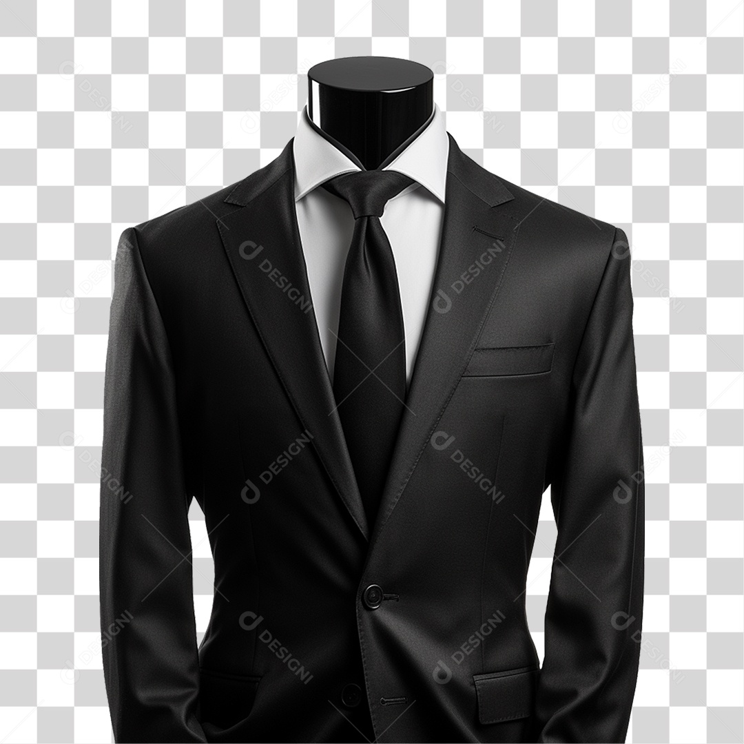 Terno Preto Paletó PNG Transparente