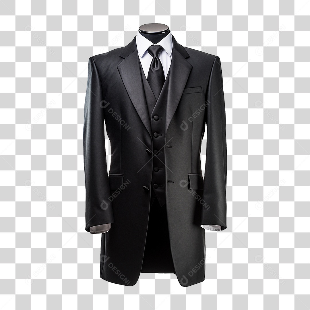 Terno Preto Paletó PNG Transparente