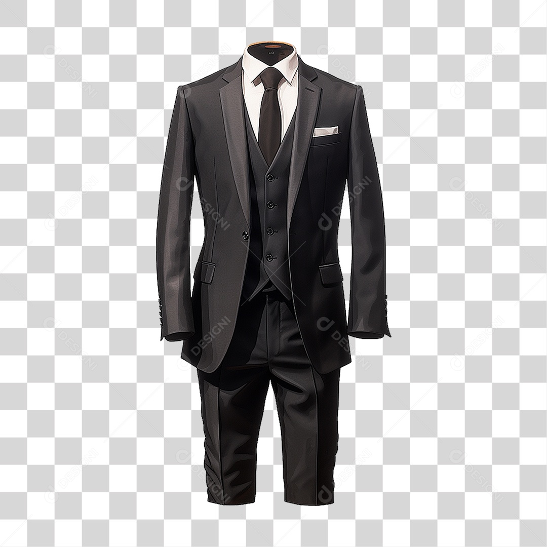 Terno Preto Paletó PNG Transparente