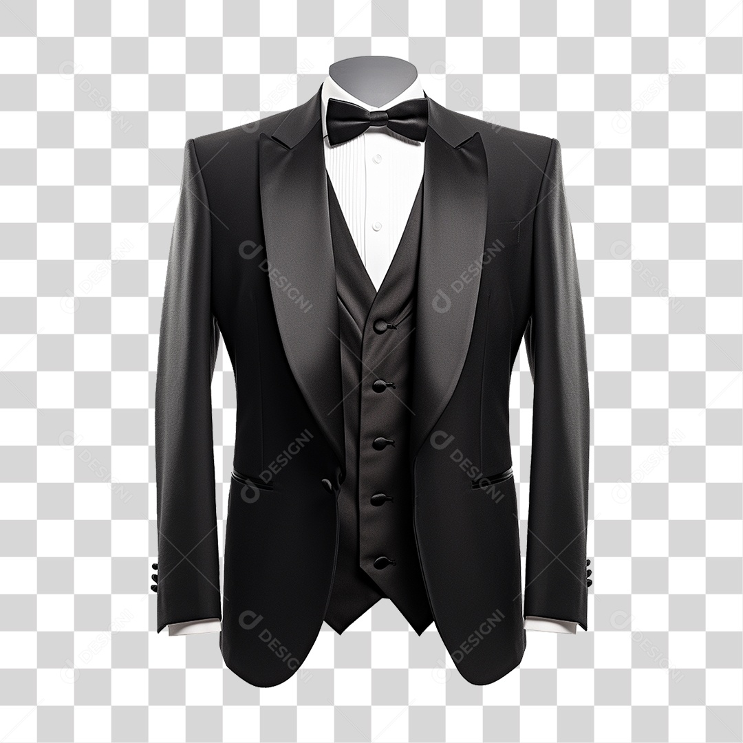 Terno Preto Paletó PNG Transparente
