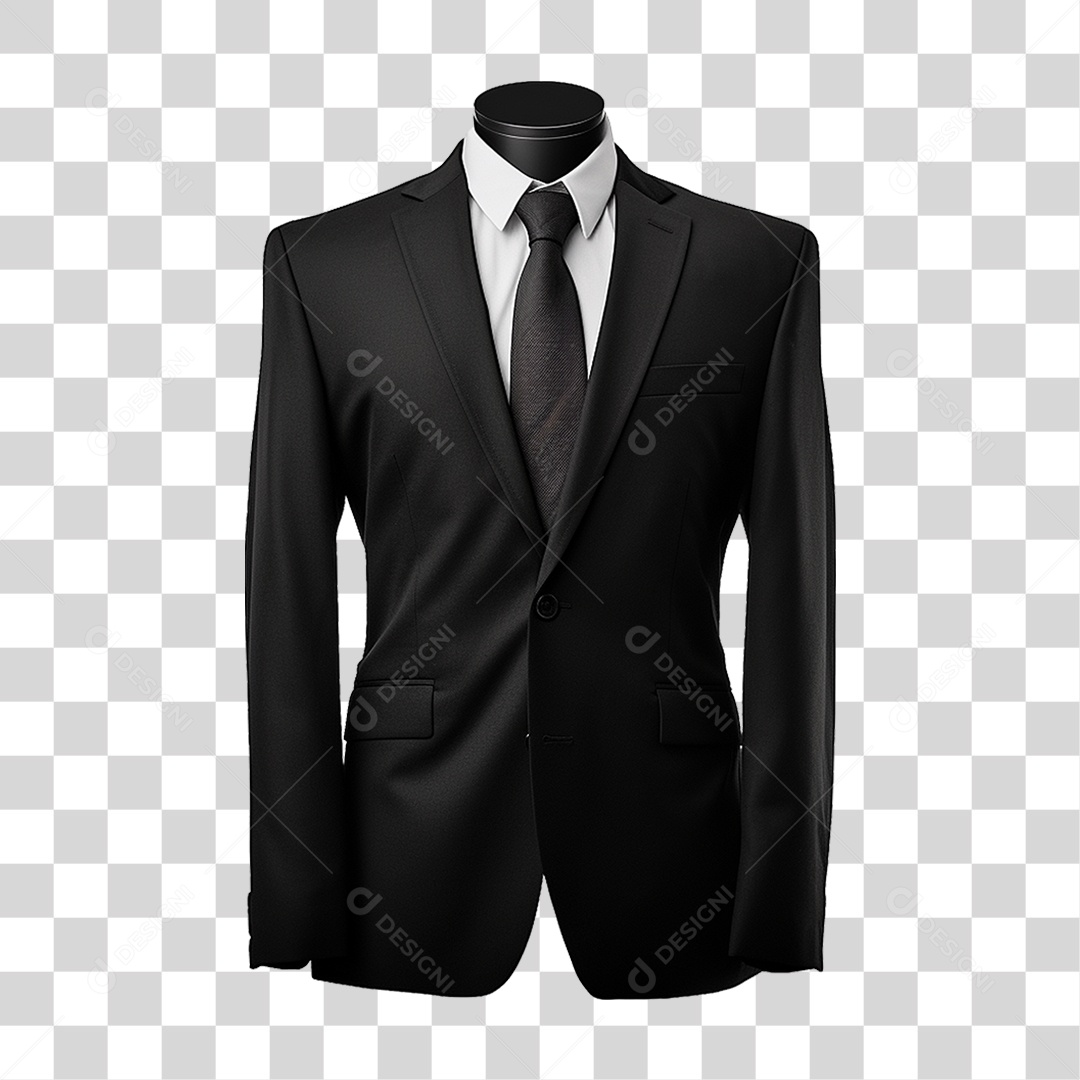 Terno Preto Paletó PNG Transparente