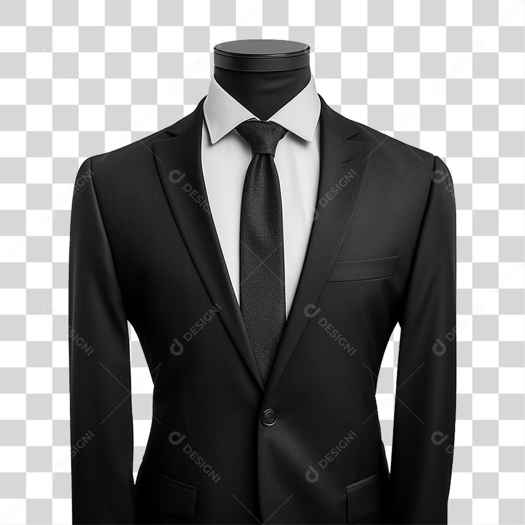 Terno Preto Paletó PNG Transparente