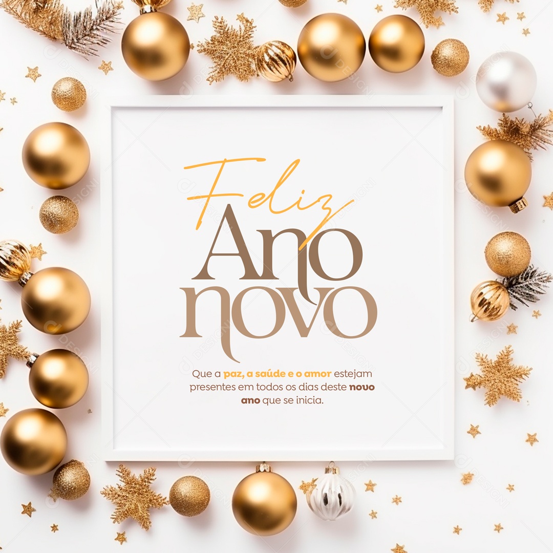 Social Media Feliz Ano Novo Paz Saúde e Amor PSD Editável