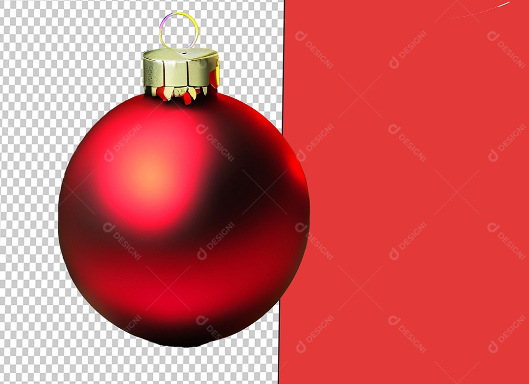 Bola de Decoração Natalina Vermelha Elemento 3D para Composição PSD