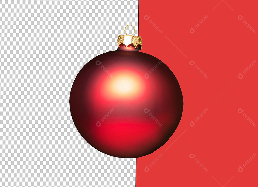 Bola de Decoração Natalina Vermelha Elemento 3D para Composição PSD