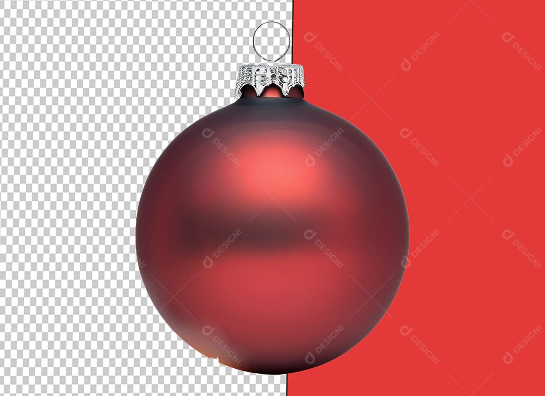 Bola de Decoração Natalina Vermelha Elemento 3D para Composição PSD