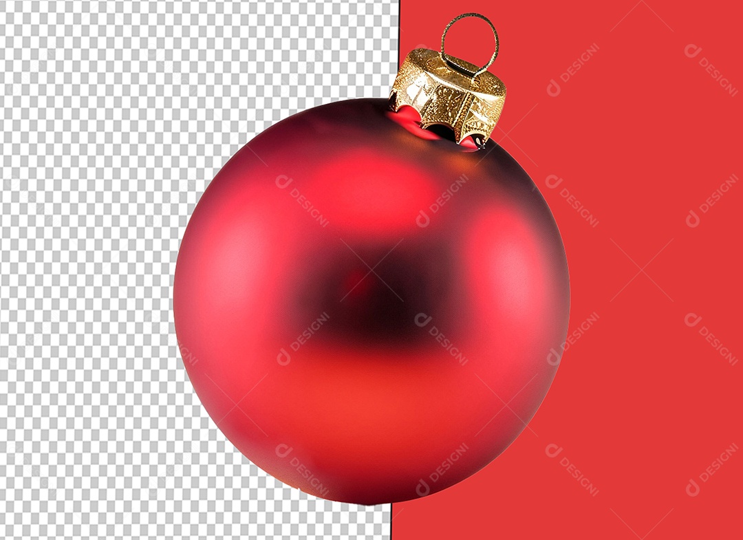 Elemento 3D Bola de Decoração Natalina Vermelha para Composição PSD