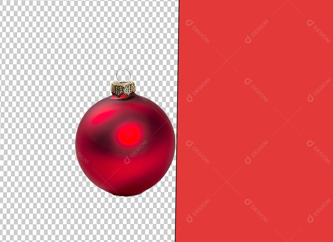 Elemento 3D Bola de Decoração Natalina Vermelha para Composição PSD