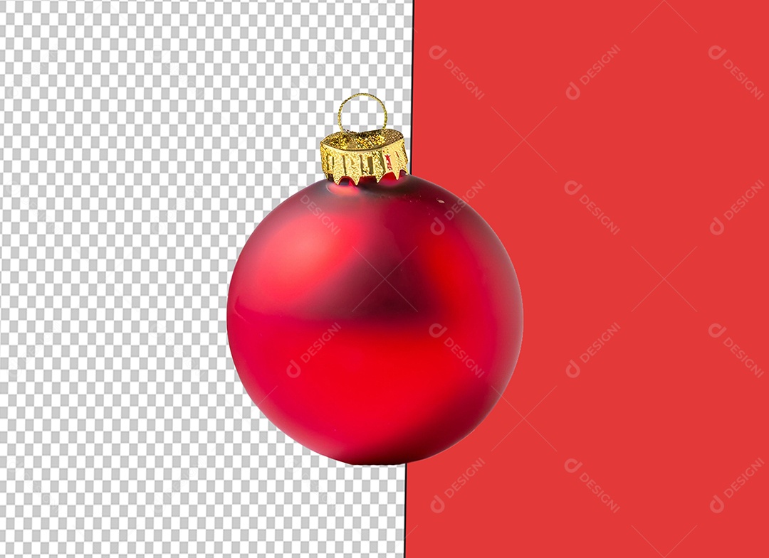 Elemento 3D Bola de Decoração Natalina Vermelha para Composição PSD