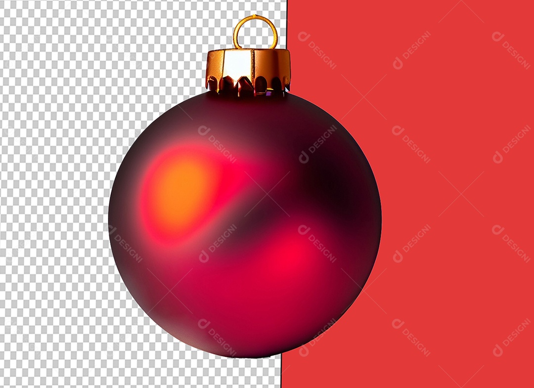 Elemento 3D Bola de Decoração Natalina Vermelha para Composição PSD