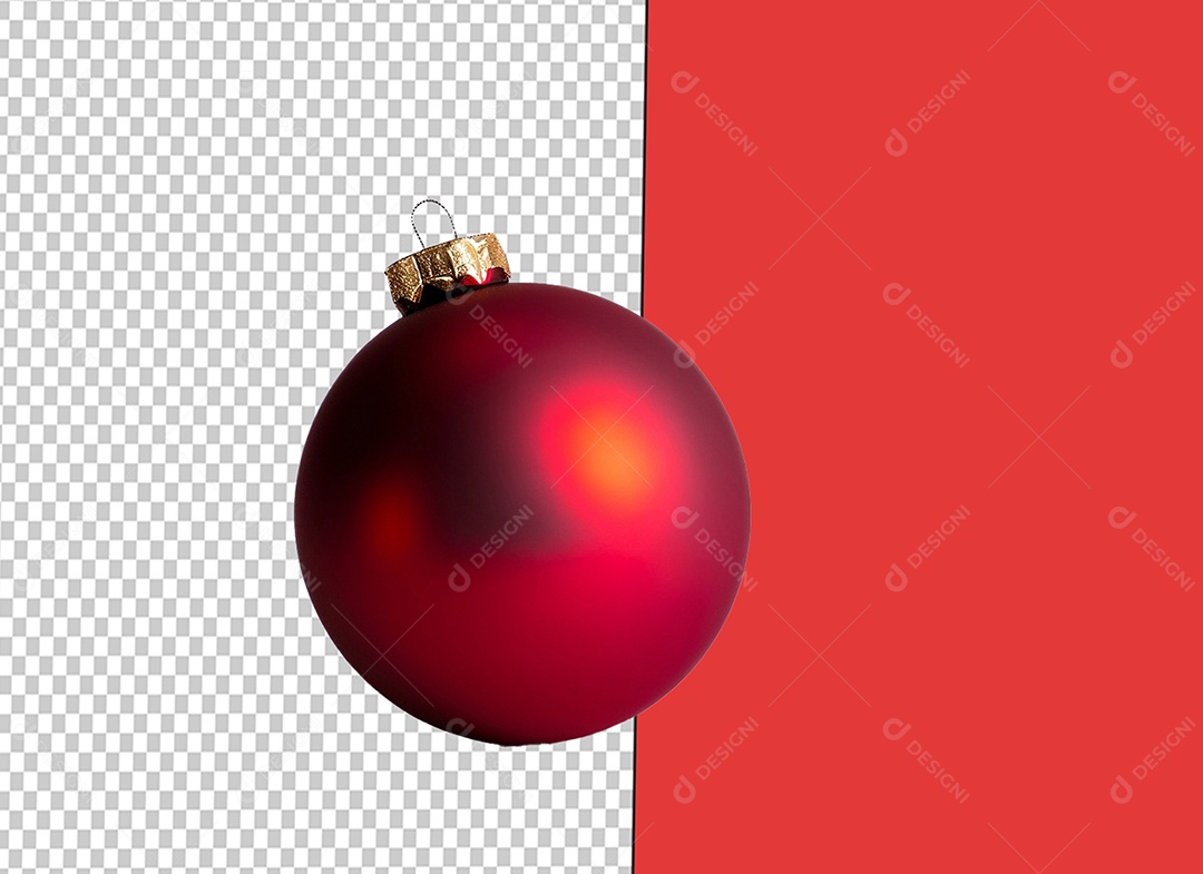 Elemento 3D Bola de Decoração Natalina Vermelha para Composição PSD