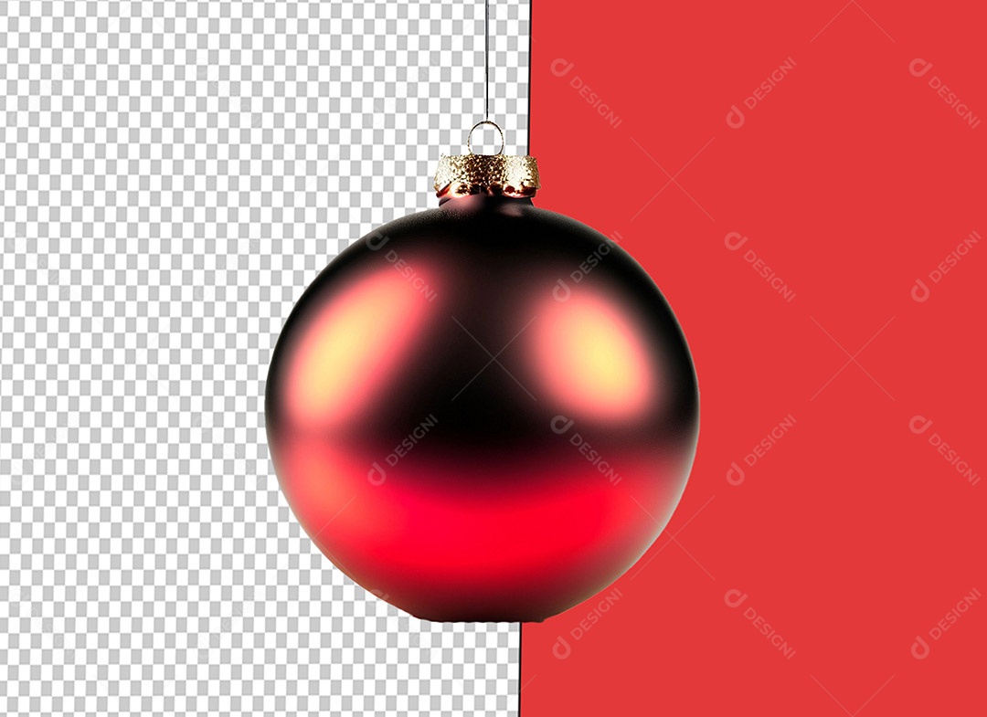 Elemento 3D Bola para Decoração de Natal Vermelha para Composição PSD