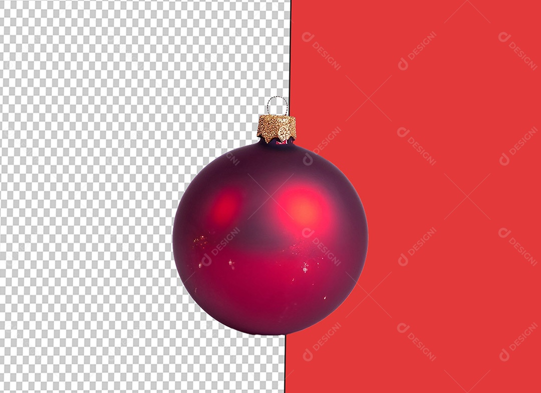Elemento 3D Bola para Decoração de Natal Vermelha para Composição PSD