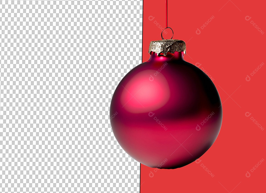 Elemento 3D Bola para Decoração de Natal Vermelha para Composição PSD