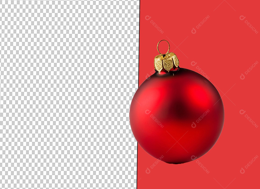 Bola para Decoração de Natal Vermelha Elemento 3D para Composição PSD