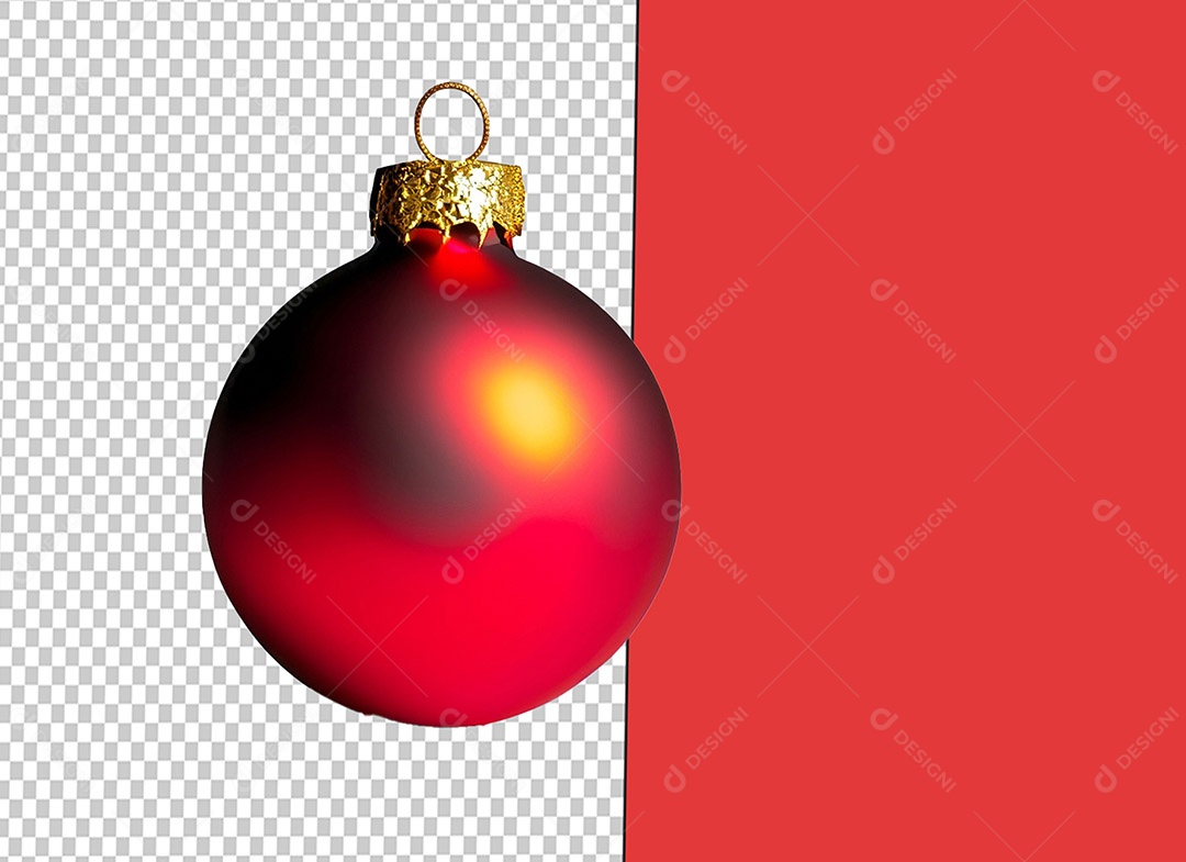 Bola para Decoração de Natal Vermelha Elemento 3D para Composição PSD