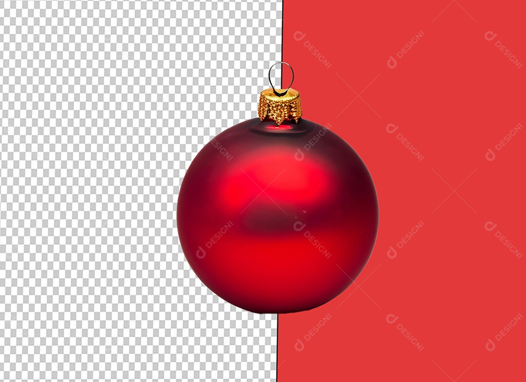 Bola para Decoração de Natal Vermelha Elemento 3D para Composição PSD