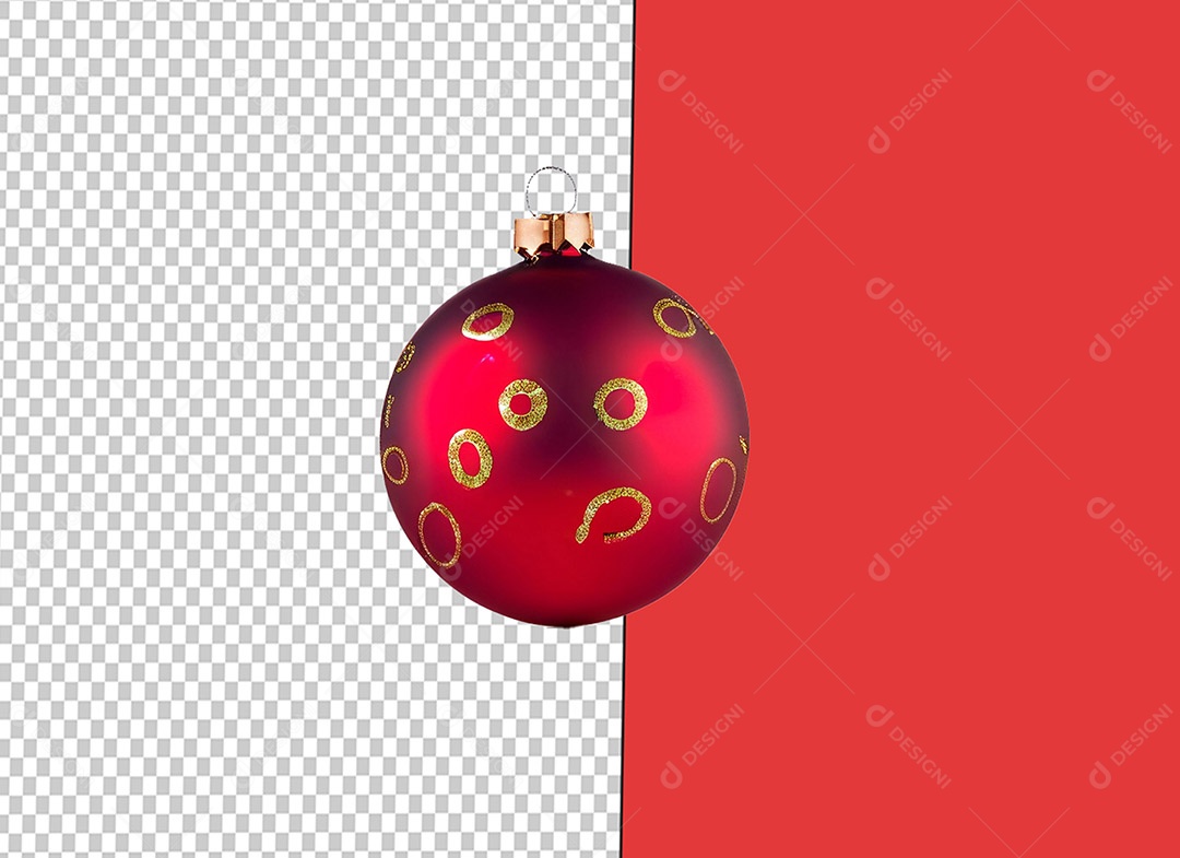 Bola para Decoração de Natal Vermelha Elemento 3D para Composição PSD