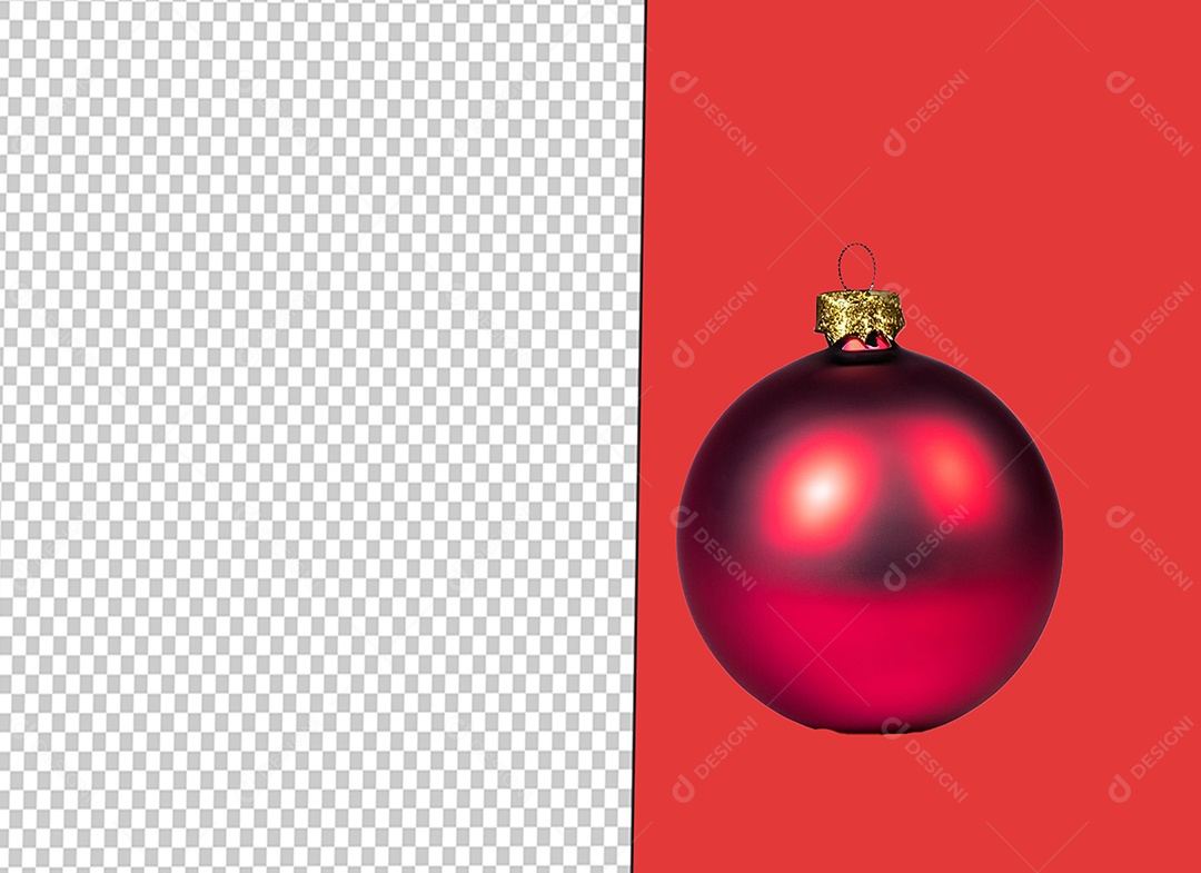 Bola para Decoração de Natal Vermelha Elemento 3D para Composição PSD