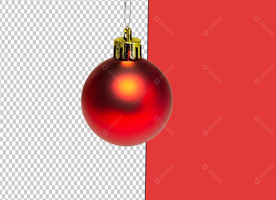 Bola para Decoração de Natal Vermelha Elemento 3D para Composição PSD