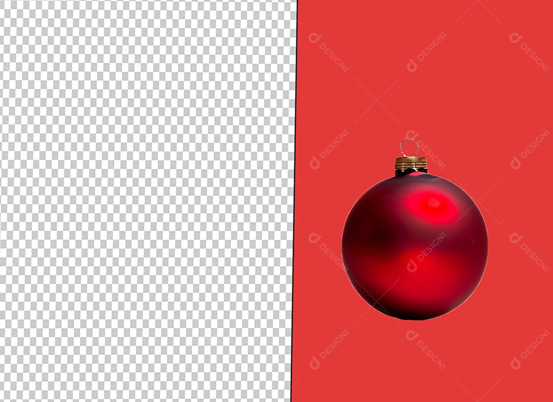 Bola para Decoração de Natal Vermelha Elemento 3D para Composição PSD