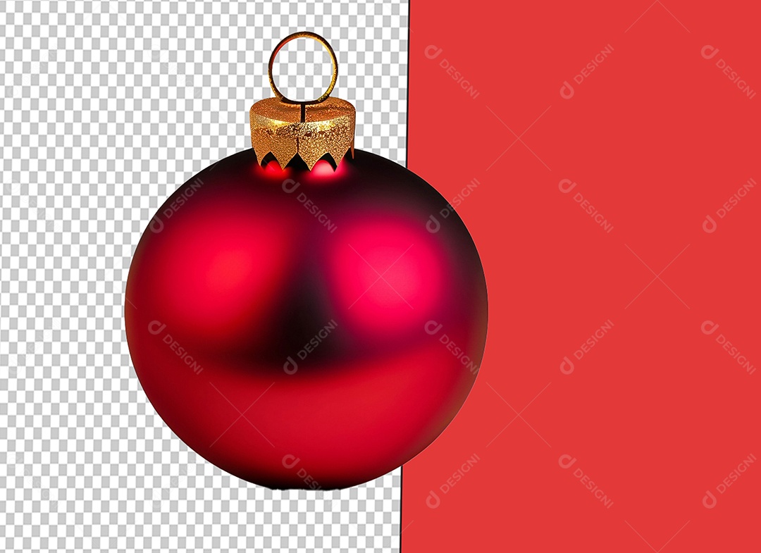 Bola para Decoração de Natal Vermelha Elemento 3D para Composição PSD