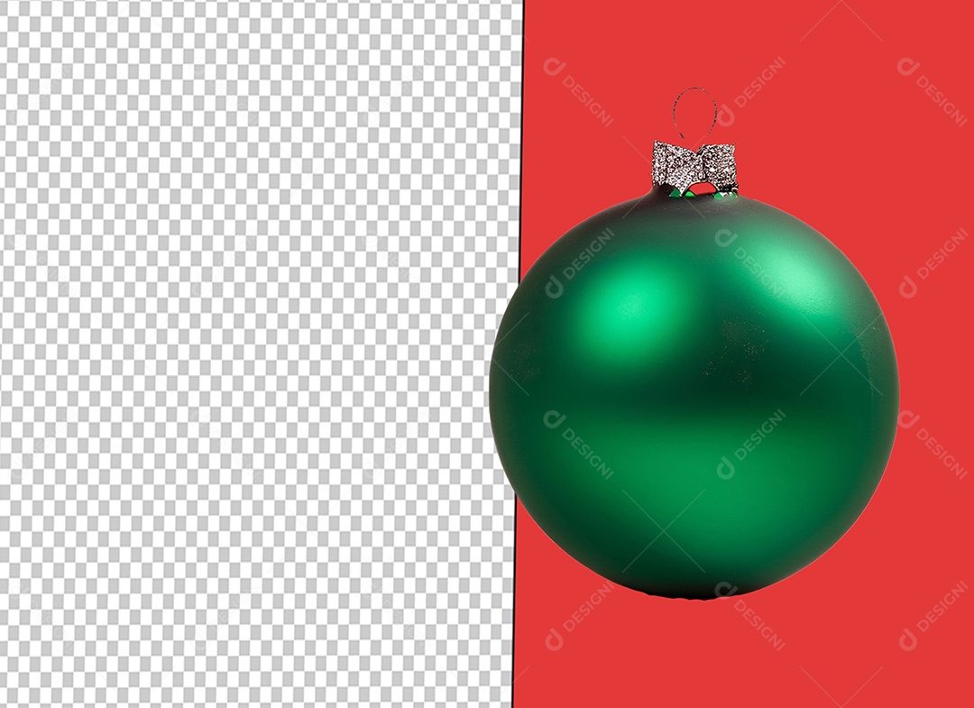 Bola para Decoração de Natal Verde Elemento 3D para Composição PSD