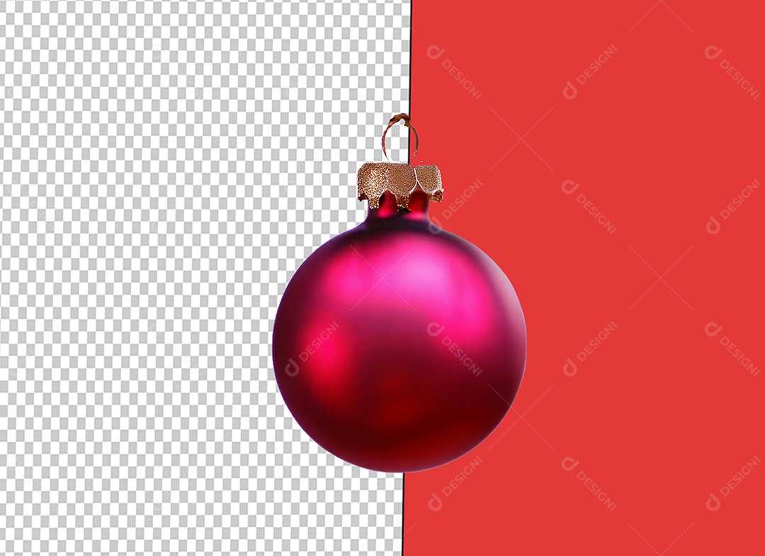 Bola para Decoração de Natal Vermelha Elemento 3D para Composição PSD