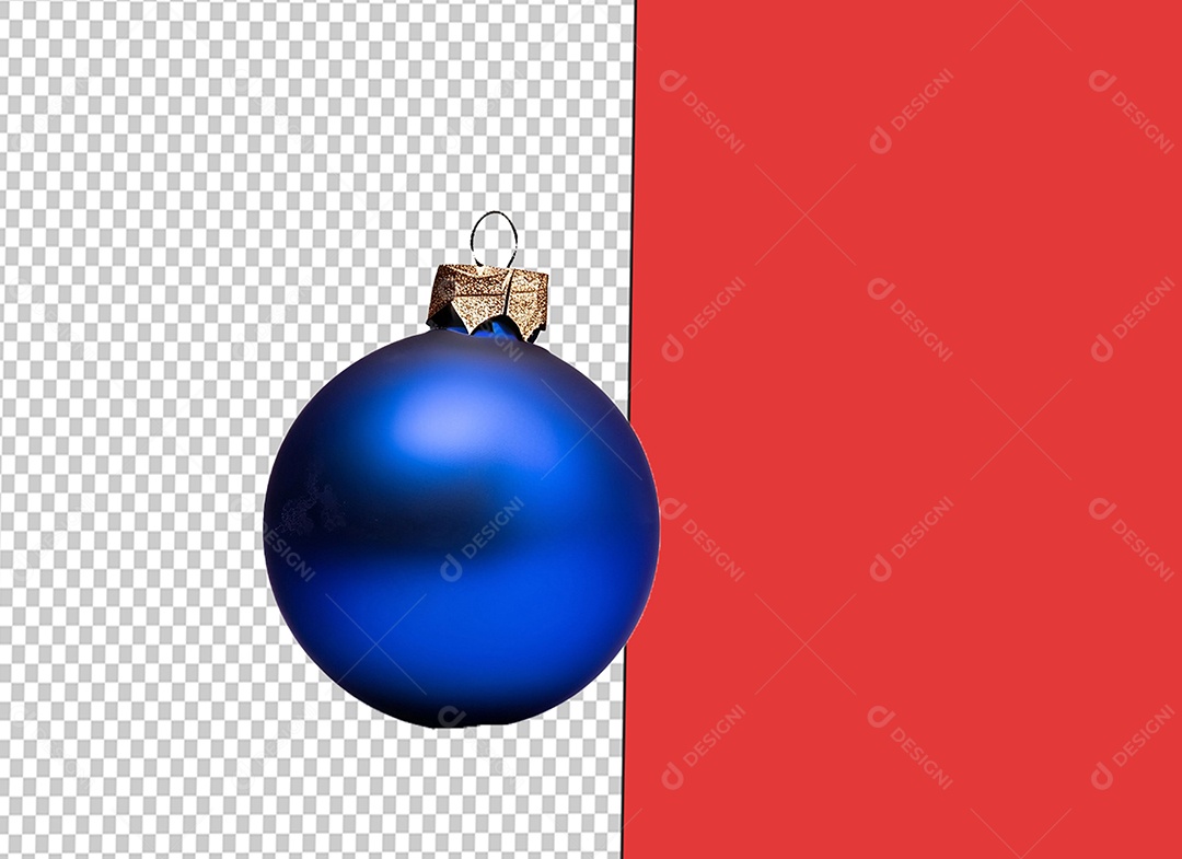 Elemento 3D Bola para Decoração de Natal Azul para Composição PSD