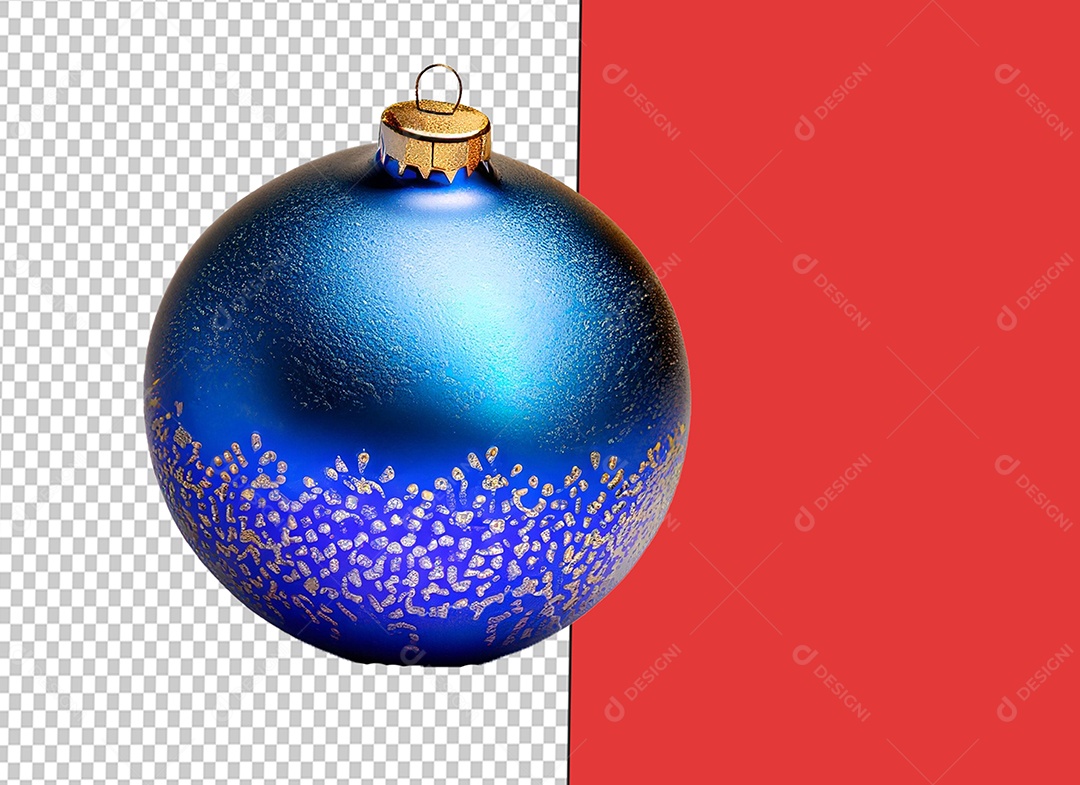 Bola para Decoração de Natal Azul Elemento 3D para Composição PSD