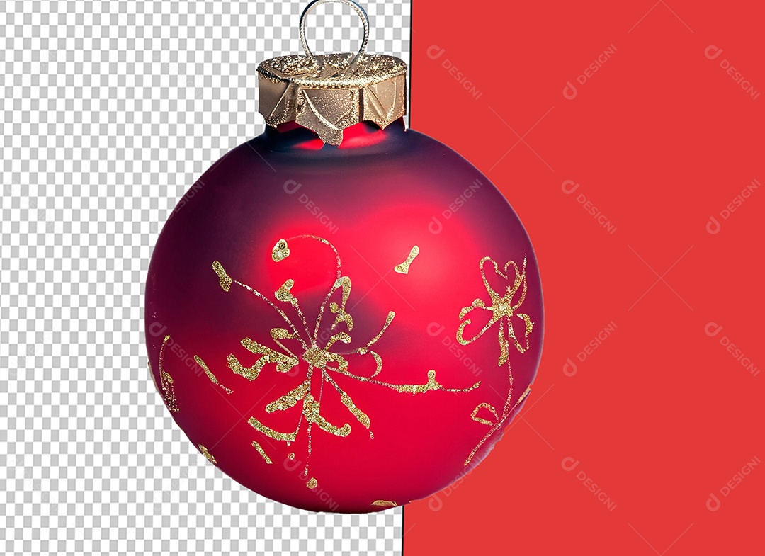 Elemento 3D Bola para Decoração de Natal Vermelha para Composição PSD