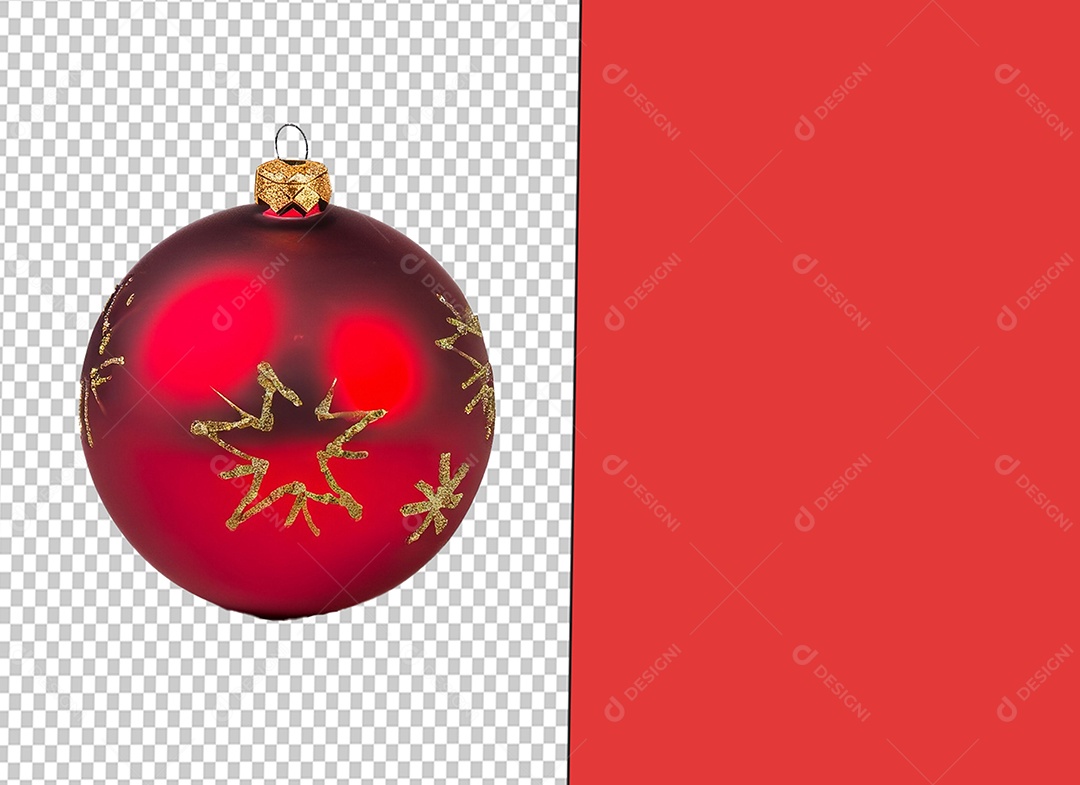 Bola para Decoração de Natal Vermelha Elemento 3D para Composição PSD
