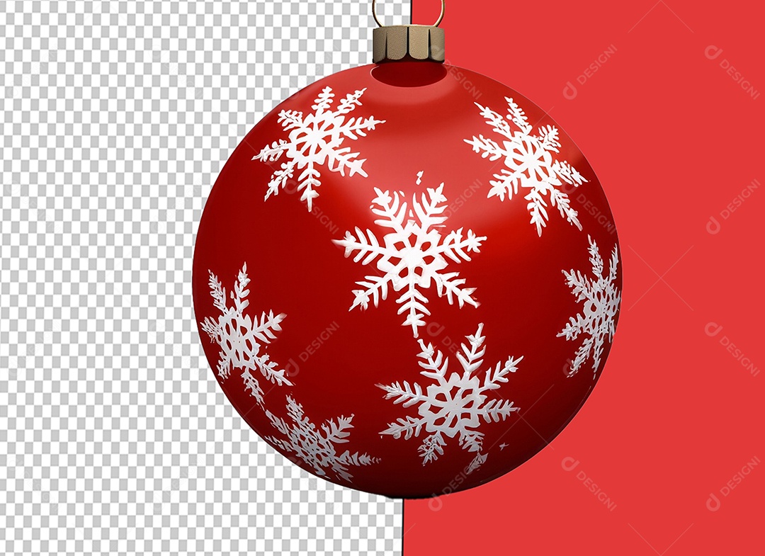 Bola para Decoração de Natal Vermelha Elemento 3D para Composição PSD