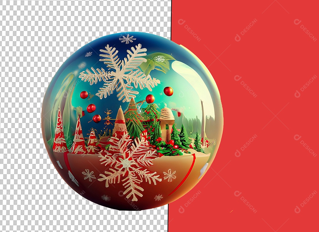 Bola para Decoração de Natal Elemento 3D para Composição PSD