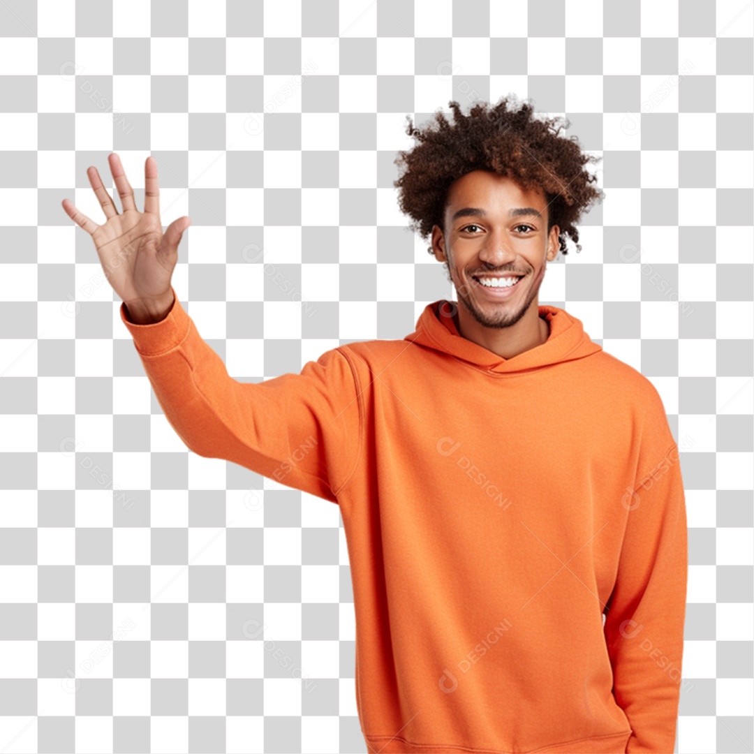 Homem Cumprimentando com a Mão pra Cima PNG Transparente