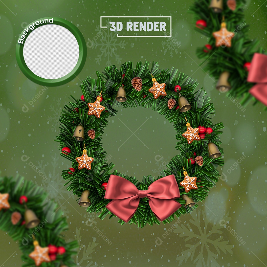 Elemento 3D Guirlanda De Natal Para Composição PSD