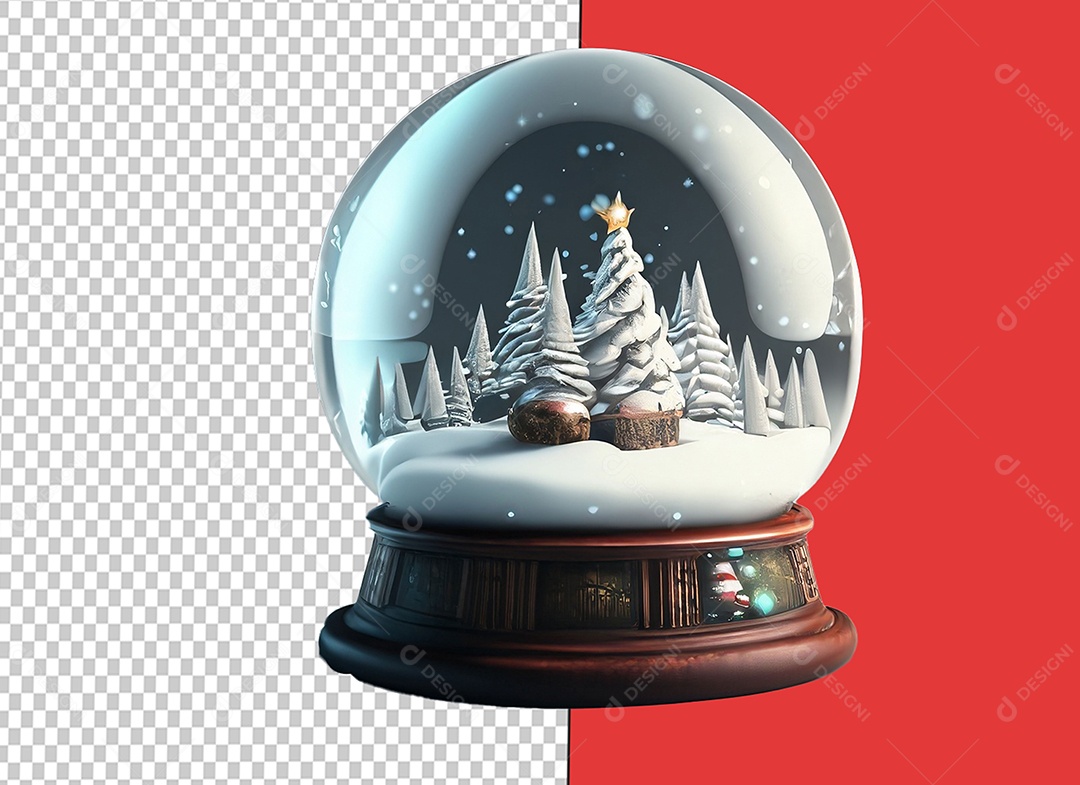 Globo de Neve com Árvores de Natal Objeto de Decoração Elemento 3D para Composição PSD