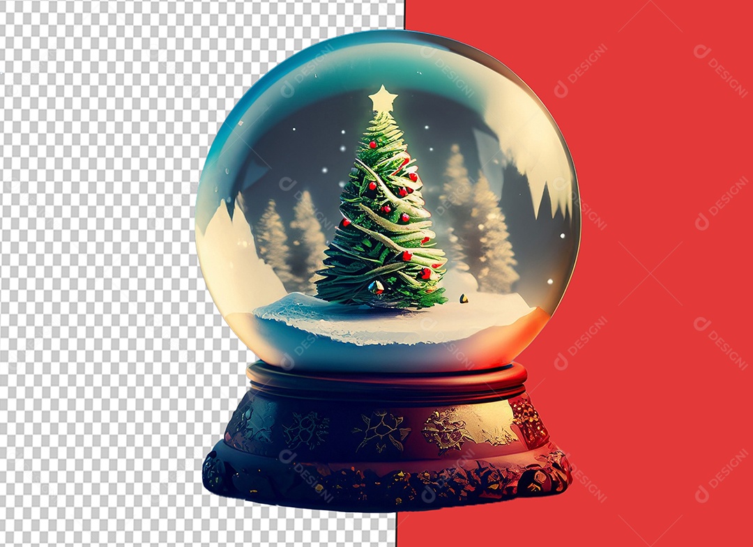 Globo de Neve com Casa Decoração Natalina Elemento 3D para Composição PSD