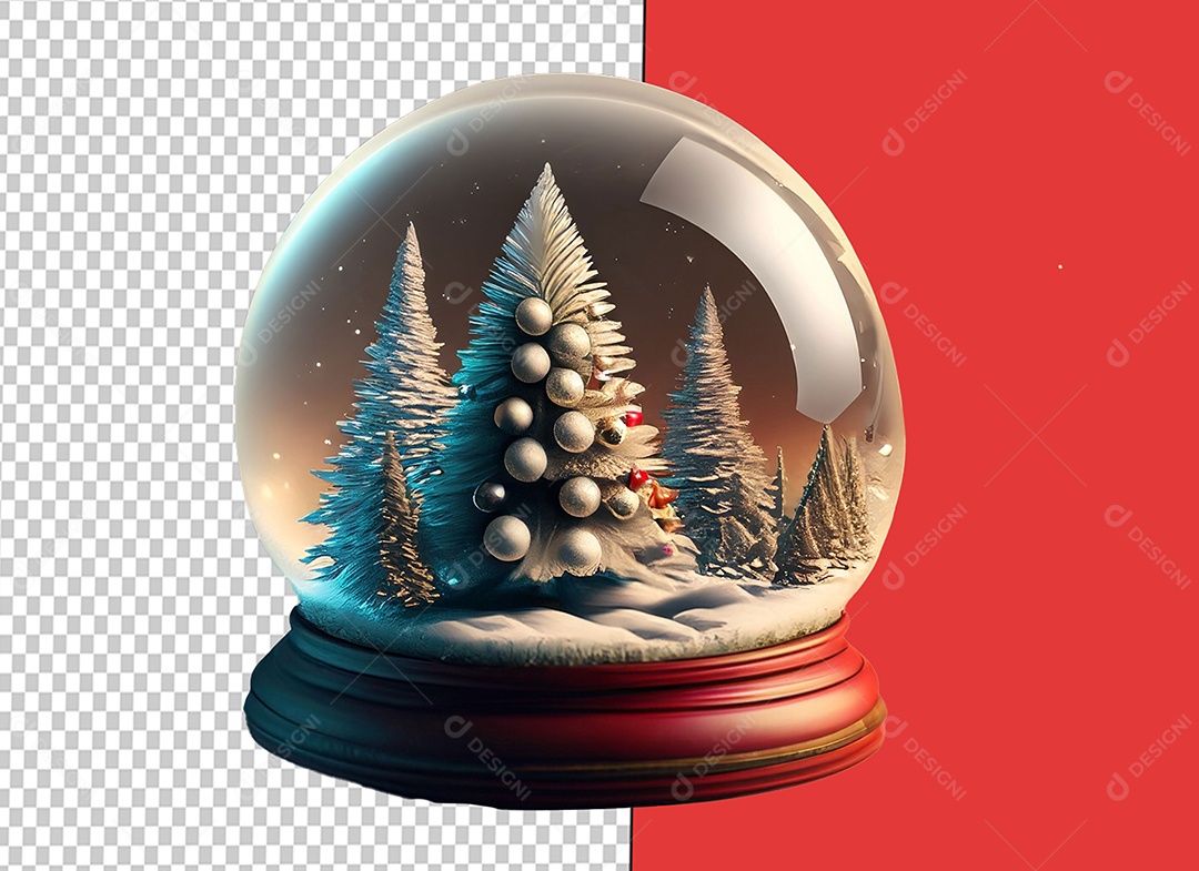 Globo de Neve com Casa Decoração Natalina Elemento 3D para Composição PSD