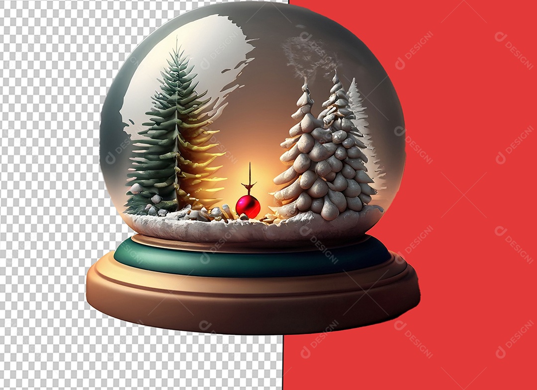 Globo de Neve com Casa Decoração Natalina Elemento 3D para Composição PSD