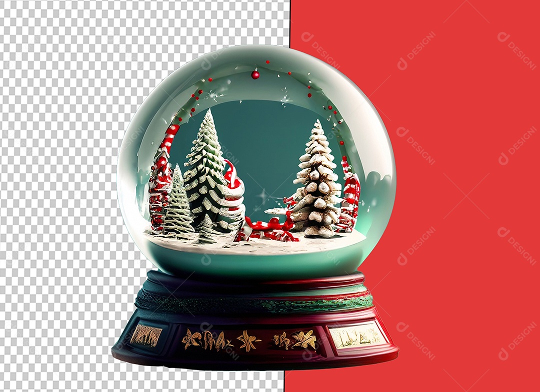Globo de Neve com Casa Decoração Natalina Elemento 3D para Composição PSD