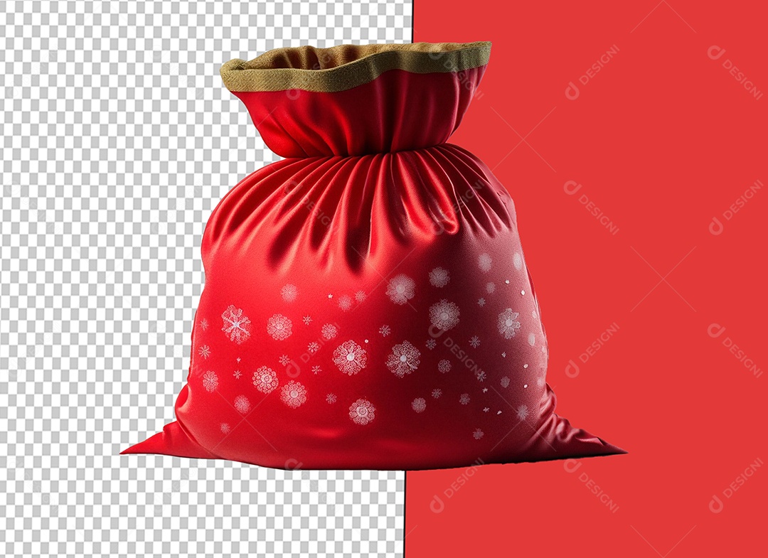 Elemento 3D Saco de Presentes do Papai Noel para Composição PSD